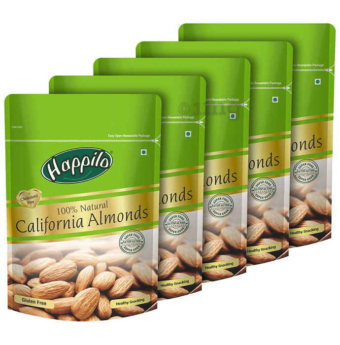 Happilo 100% Natural Californian Almonds (200gm Each)