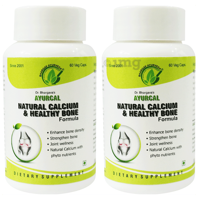 Dr Bhargava Ayurcal Natural Calcium & Healthy Bone Formula Veg Capsules (60 Each)