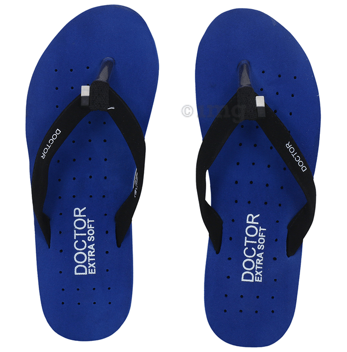 Doctor Extra Soft Ortho Care Orthopaedic Diabetic Pregnancy Comfort Flat Flipflops Slippers For Women 3 Royal Blue