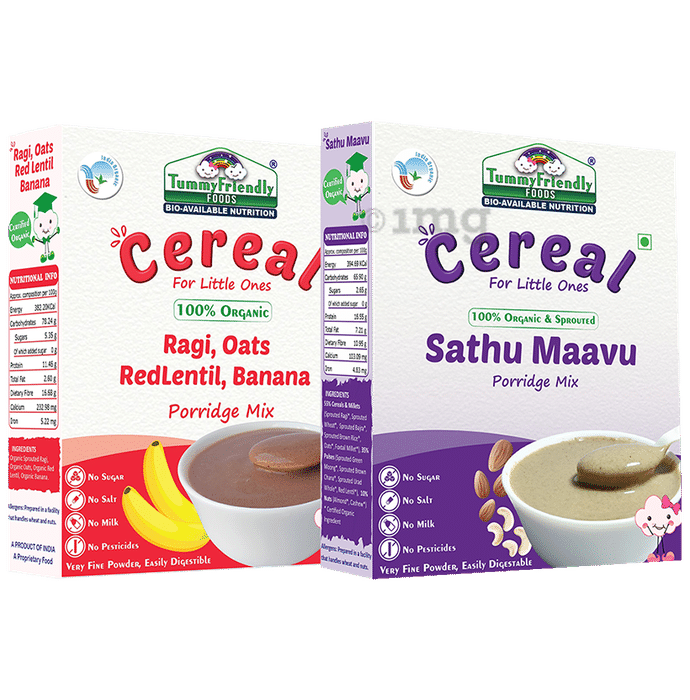 TummyFriendly Foods Sathu Maavu & Ragi, Oats, Red Lentil, Banana Cereal Porridge Mix (200gm Each)