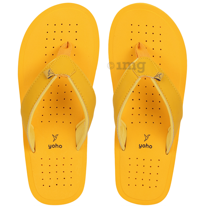 Yoho Lifestyle Ortho Soft comfortable and stylish flip flop Slipper for women Archflex Size 8 Yellow