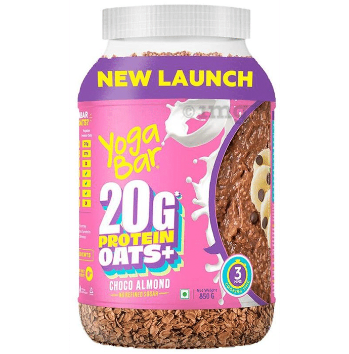 Yoga Bar 20g Protein Oats+ with Whey Protein & Probiotics | No Added Sugar | Choco Almond