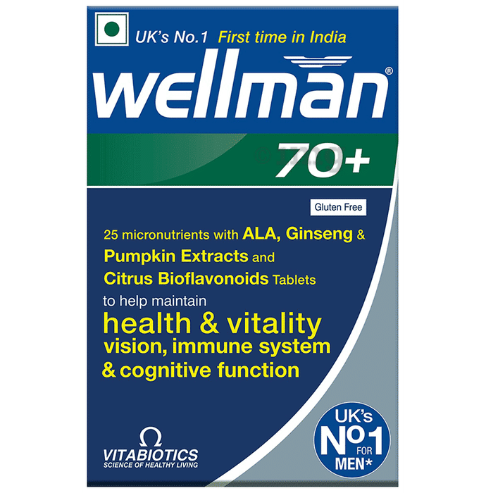 Wellman 70+ Health Supplement to Maintain Health & Vitality Vision, Immunace System & Cognitive System Tablet