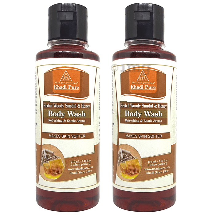 Khadi Pure Herbal Woody Sandal & Honey Body Wash (210ml Each) Buy