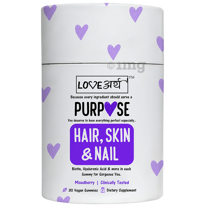 LoveArth Purpose Hair Skin & Nail Vegan Gummies Mixed Berry