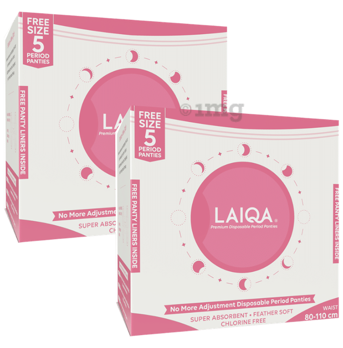 Laiqa Premium Disposable Period Panties (5 Each) & Free Panty Liner Inside Free Size