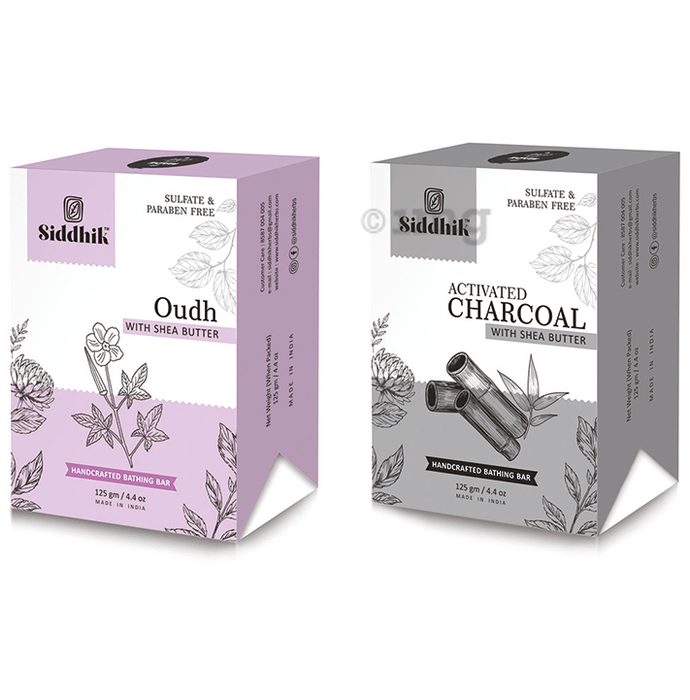Siddhik Combo pack of Oudh, Activated Charcoal Soap With Shea Butter (125 Each)