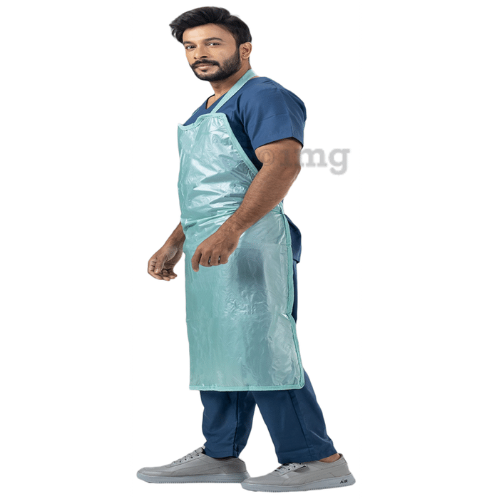 Agarwals Reusable Plastic Front Apron for Hospital & Home Use Tie-Type Green