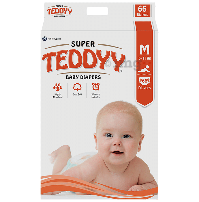 Teddyy Super Baby Diaper with Wetness Indicator | Size Medium