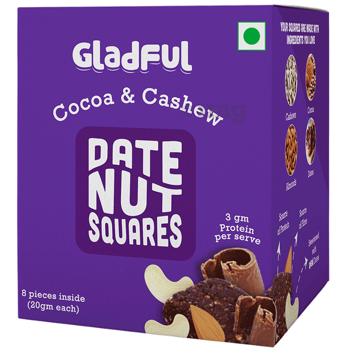 Gladful Cocoa & Cashew Date Nut Squares (20gm Each)