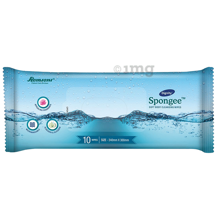 Dignity Spongee Soft Body Cleansing Wipes (10 Each) 240mm x 300mm
