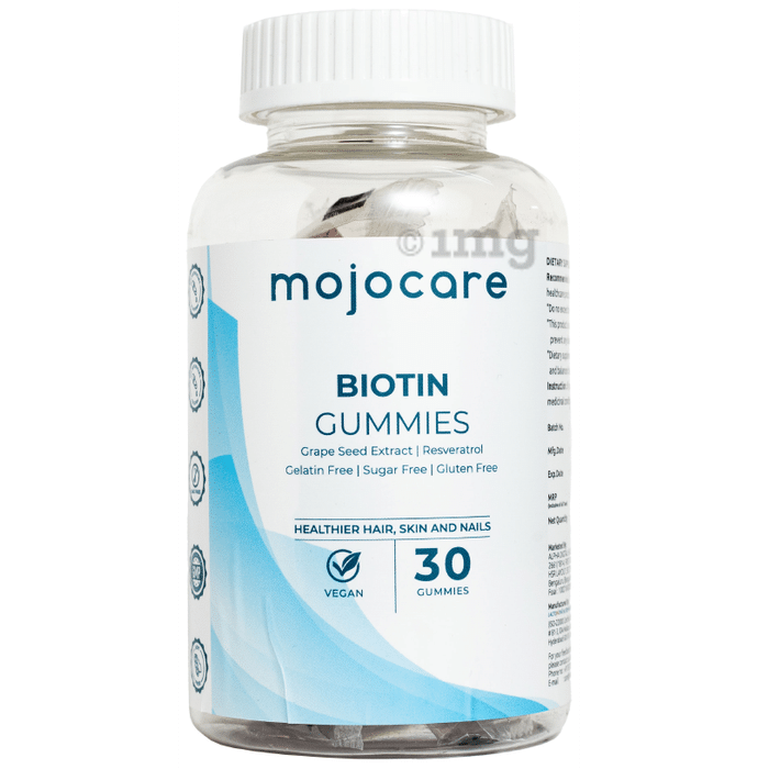 Mojocare Biotin with Grape Seed Extract & Resveratrol | Gummies for Hair, Skin & Nails