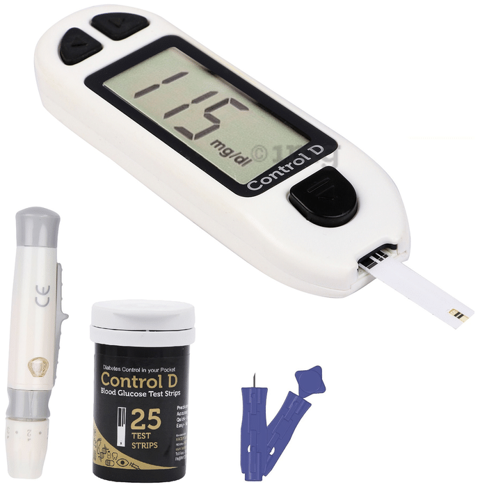 Haiden CDW25 Control D Blood Glucose Monitoring System with Lancet (10)  & Strip (25) White