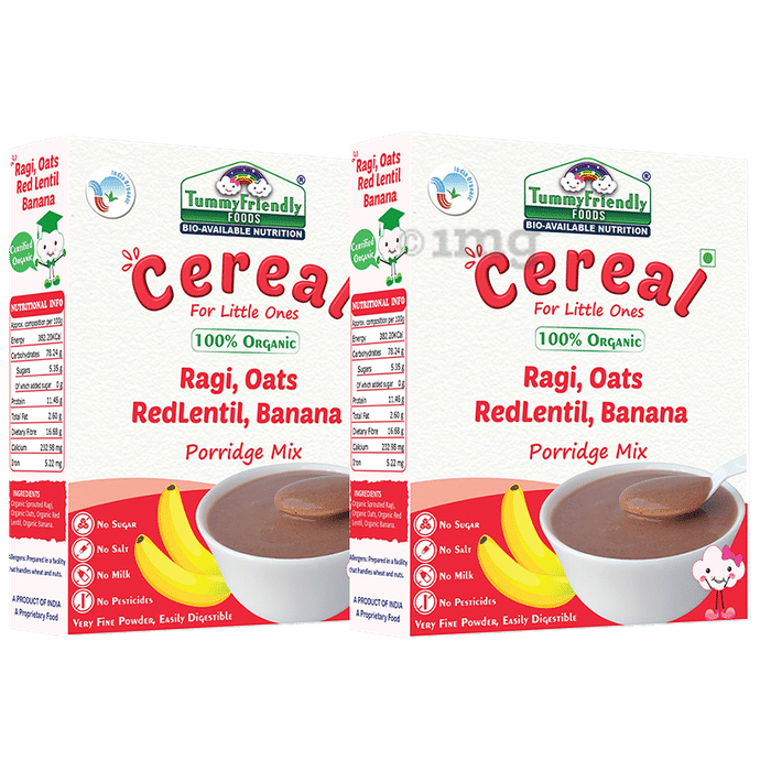 TummyFriendly Foods Ragi, Oats, Red Lentil, Banana Cereal Porridge Mix (200gm Each)