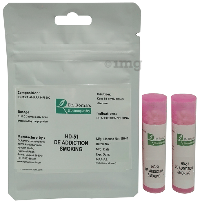 Dr. Romas Homeopathy HD-51 De-Addiction Smoking, 2 Bottles of 2 Dram