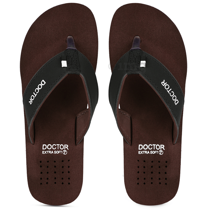 Doctor Extra Soft D24 Orthopaedic | Diabetic | Comfortable | MCR | Flip-Flop for Men Brown 11