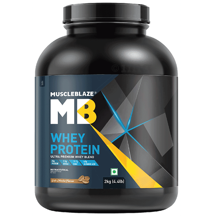 MuscleBlaze Whey Isolate Protein Blend Powder | Added Digestive Enzymes & Glutamic Acid | For Muscle Gain | Flavour Cafe Mocha