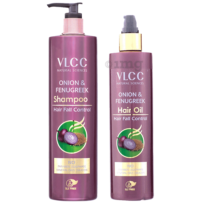VLCC Combo Pack of Onion And Fenugreek Shampoo (300ml) and Hair Oil (200ml)