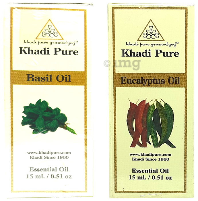 Khadi Pure Combo Pack of Basil Oil & Eucalyptus Oil (15ml Each)