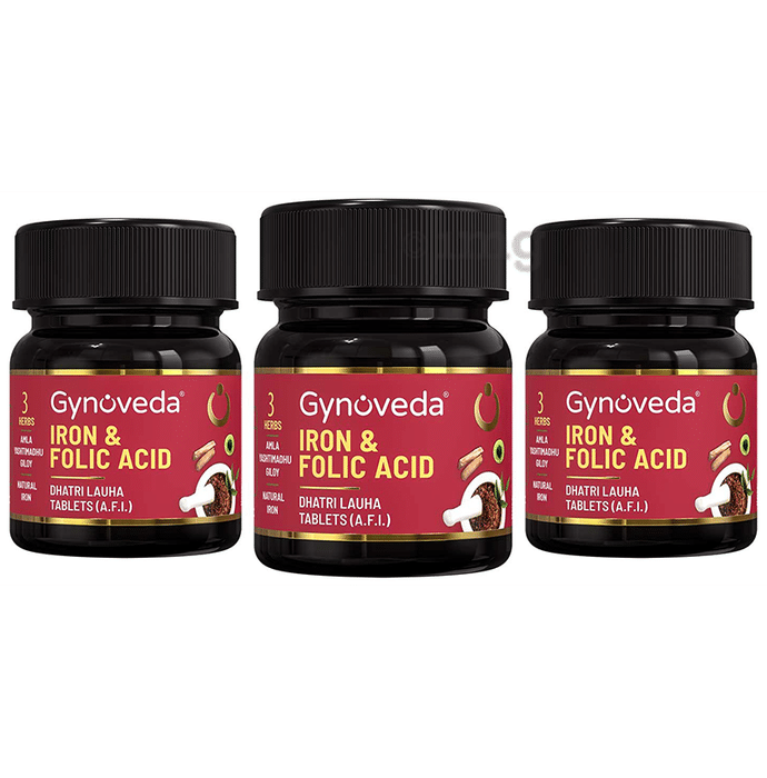 Gynoveda Iron & Folic Acid Tablet (60 Each) | For Healthy Blood Iron & Haemoglobin