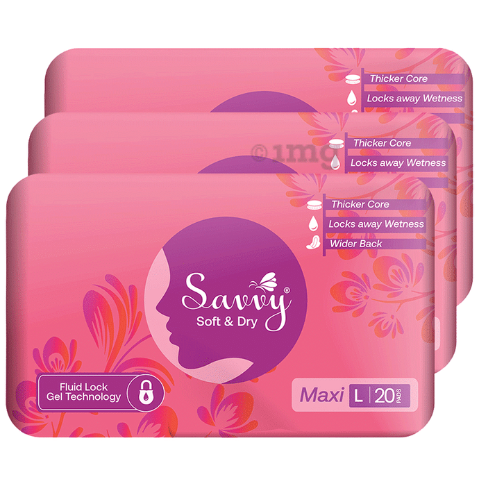 Savvy Soft & Dry Maxi Pad (20 Each) Large
