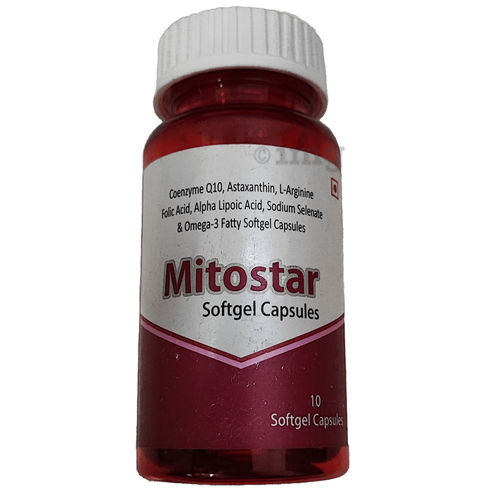 Mitostar Softgel Capsule with Coenzyme Q10, L-Arginine, Folic Acid, ALA & Omega 3 Fatty Acids