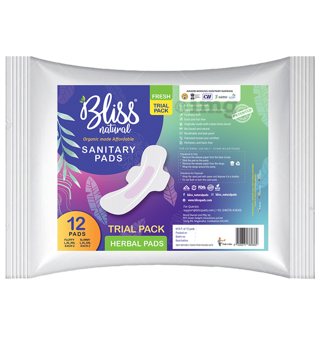 Bliss Natural Organic Herbal Pad Trial Pack Buy packet of 12.0 pads at