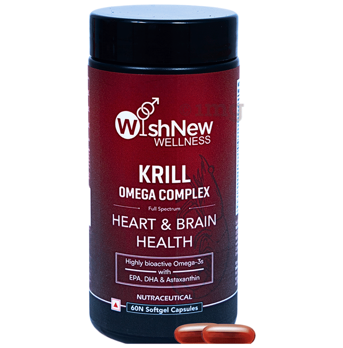 Wishnew Wellness Krill Omega Complex Heart & Brain Health Softgel Capsules