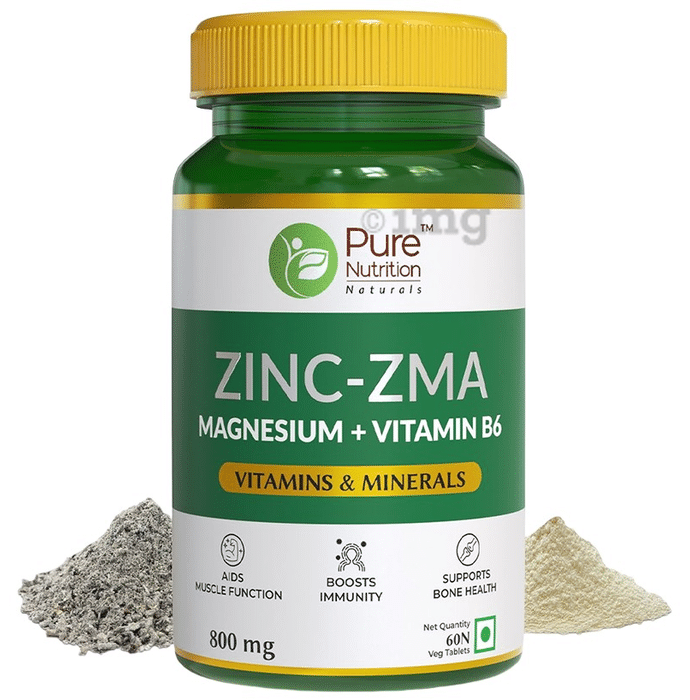 Pure Nutrition Zinc-ZMA with Magnesium & Vitamin B6 for Immunity, Bones & Muscles | Veg Tablet