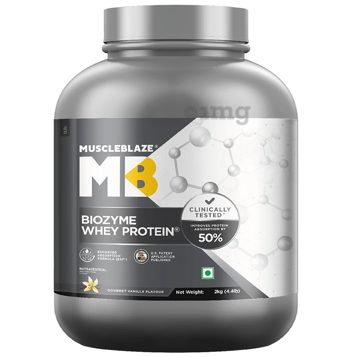 MuscleBlaze Flavour | Biozyme Whey Protein | Powder for Muscle Gain | Improves Protein Absorption by 50% Powder Gourmet Vanilla