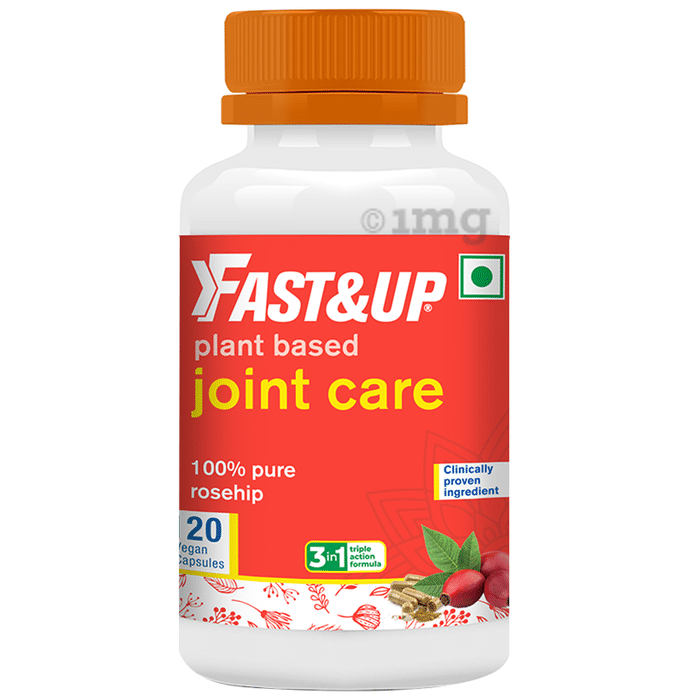 Fast&Up Plant Based Joint Care Vegan Capsule, 100% Pure Rosehip, 3 in 1 Triple Action Formula