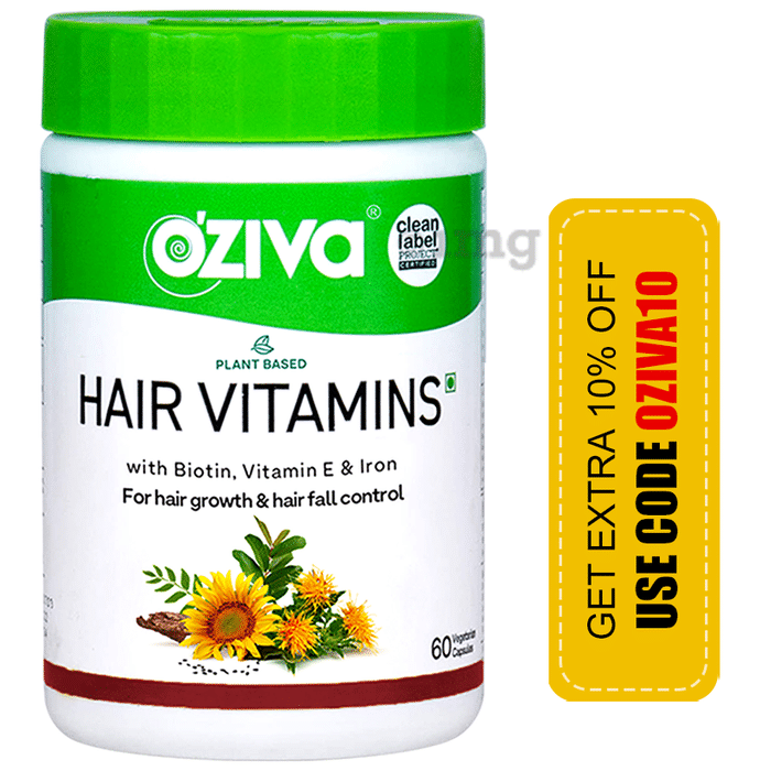 Oziva Hair Vitamins with DHT Blocker & Omega 3 | Vegetarian Capsule for Better Hair Growth & Hair Fall Control