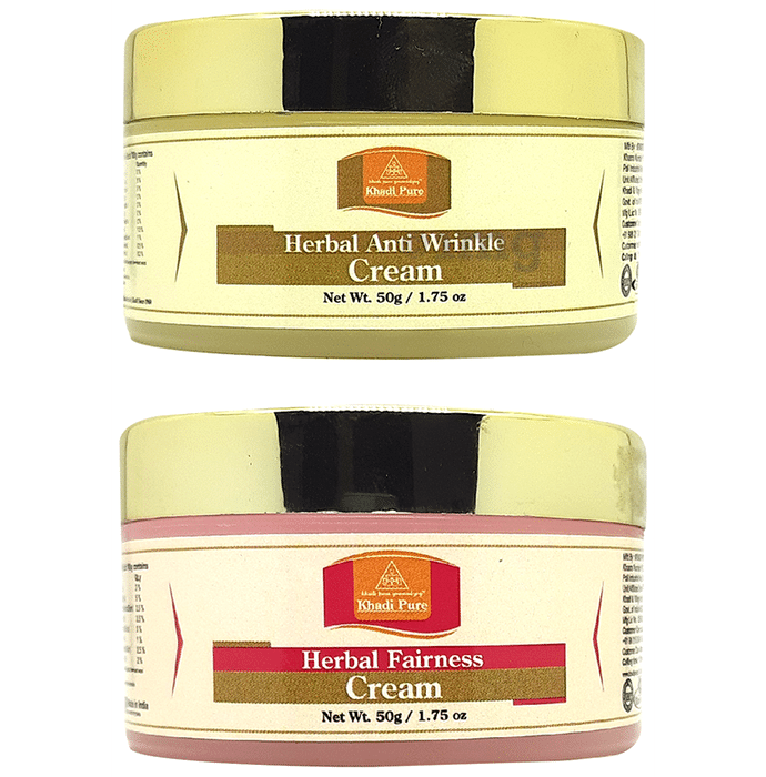 Khadi Pure Combo Pack of Herbal Anti Wrinkle Cream & Herbal Fairness Cream (50gm Each)