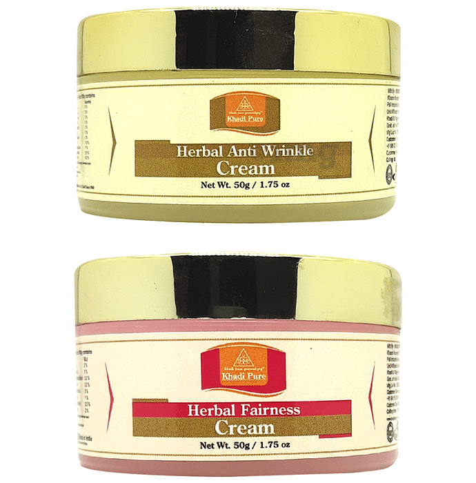 Khadi Pure Combo Pack of Herbal Anti Wrinkle Cream & Herbal Fairness Cream (50gm Each)