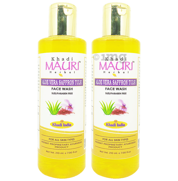 Khadi Mauri Herbal Aloe Vera Saffron Tulsi Face Wash (210 ml Each)