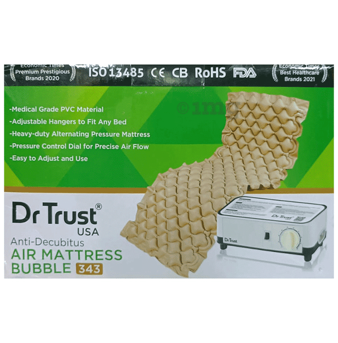 Dr Trust USA Air Mattress Anti Decubitus Air Pump and Bubble Mattress (78 x 36 inches) Brown