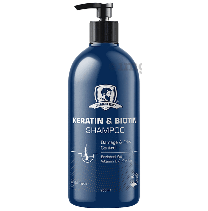 The Beard Story Paraben Free Keratin & Biotin Shampoo For Damage & Frizz Control For All Hair Types