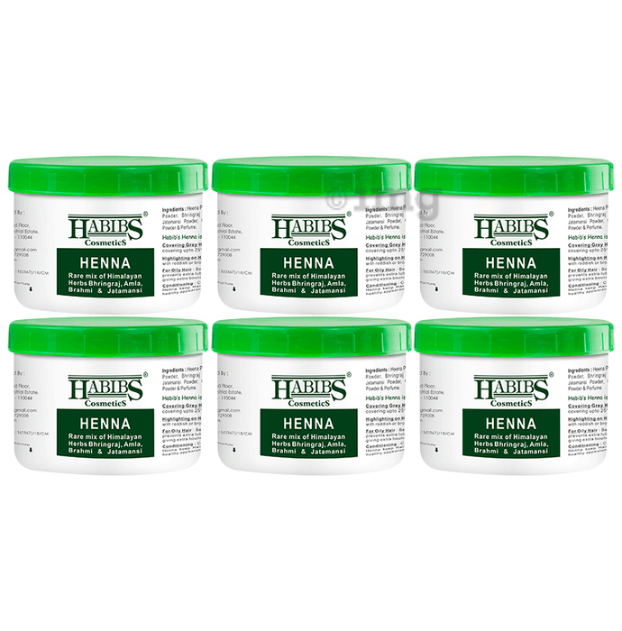 Habibs Henna Mehndi Powder Enriched with Bhringraj Amla Brahmi Jatamansi For Hair Color (200gm Each)