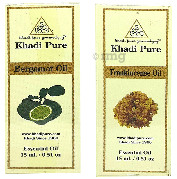 Khadi Pure Combo Pack of Bergamot Oil & Frankincense Oil (15ml Each)