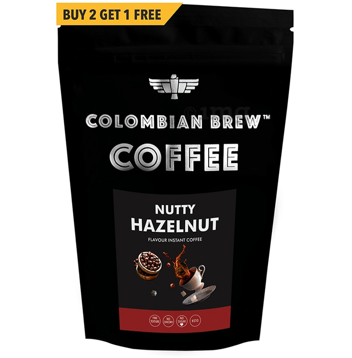 Colombian Brew Nutty Hazelnut Instant Coffee 100gm Each (Buy 2 Get 1 Free)