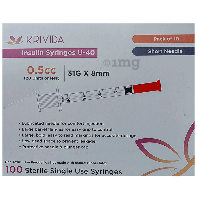 Krivida U-40 Sterile Single Use Insulin Syringe