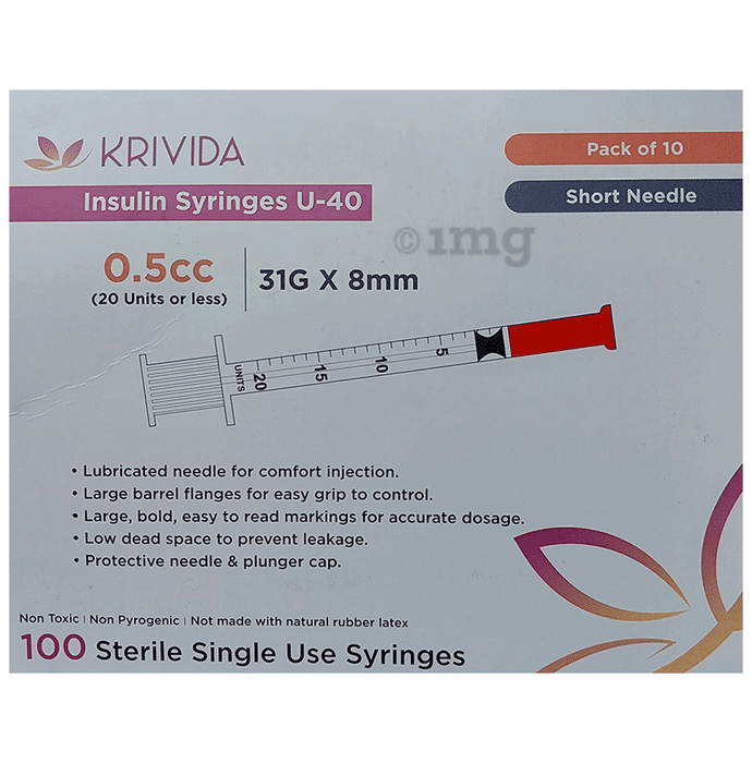 Krivida U-40 Sterile Single Use Insulin Syringe