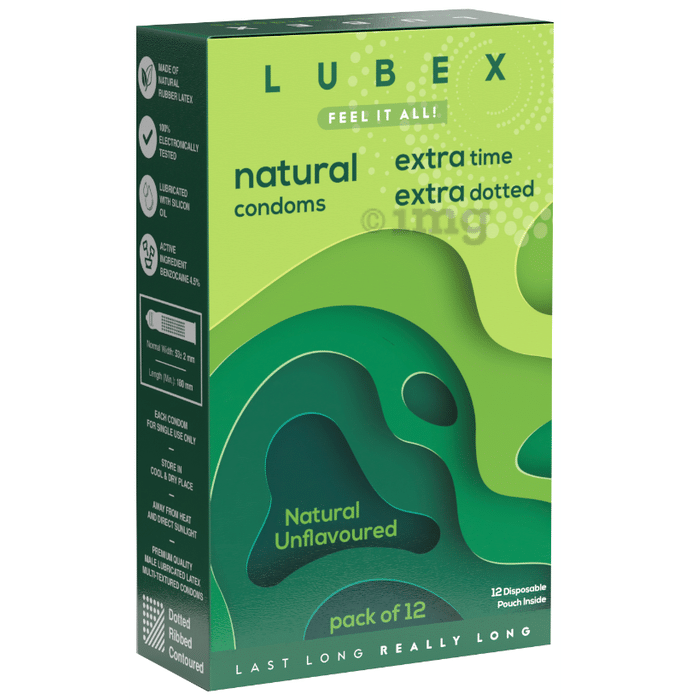 Lubex Long Lasting Condom with Disposable Bags Natural Unflavoured