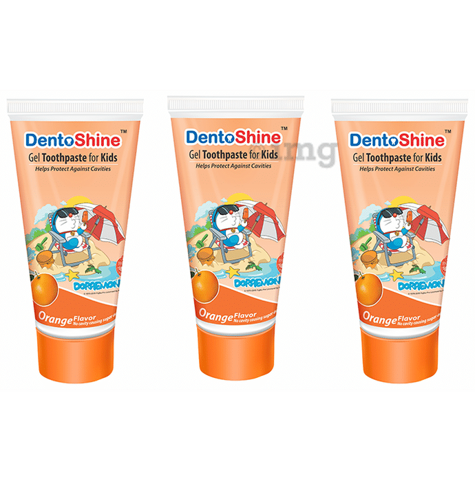 DentoShine Gel Toothpaste for Kids (80gm Each) Orange Doraemon