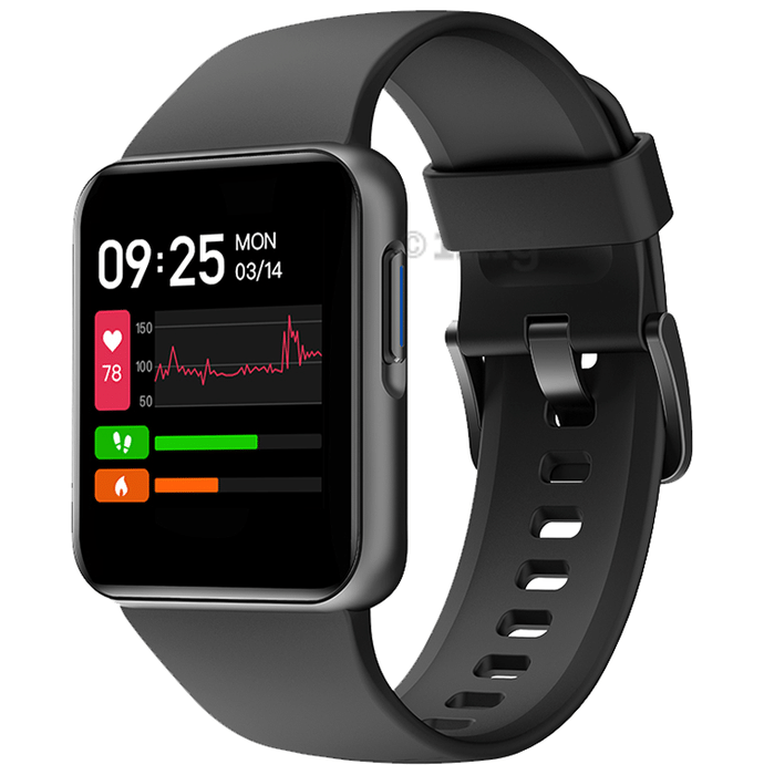 GOQii Smart Vital Lite Covers 5 Lakhs Health Insurance & 1 Lakh Life Insurance with 3 Months Health & Personal Coaching HD Display Smart Watch Black