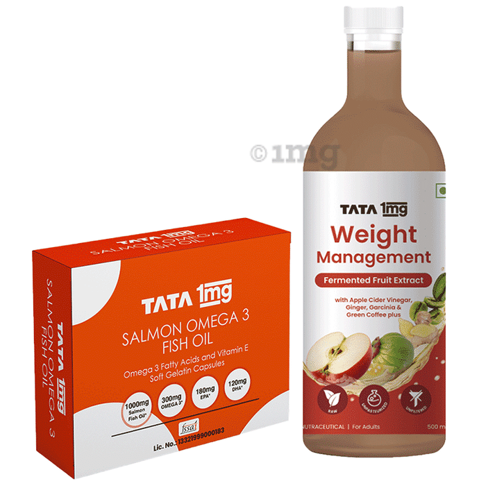 Combo Pack of Tata 1mg Weight Management Juice (500ml) & Tata 1mg Salmon Omega 3 Fish Oil Capsule (30)