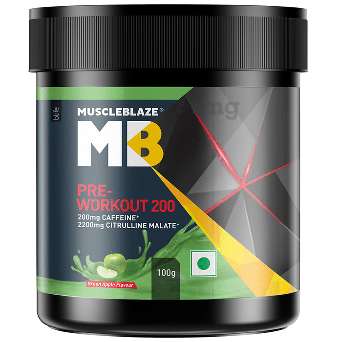 MuscleBlaze Pre-Workout 200 | For Enhanced Pump, Energy & Focus | Flavour Green Apple
