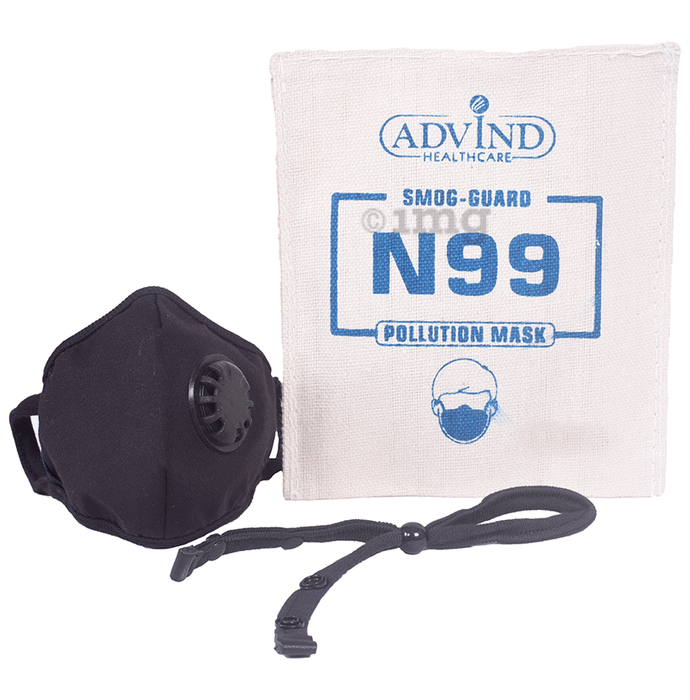 Advind Healthcare Smog Guard N99 Mask with 1 Valve Small Black