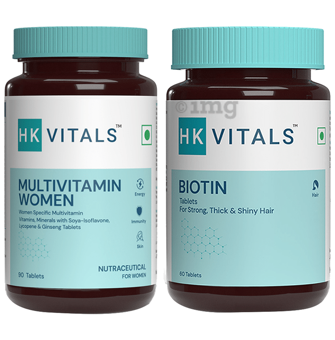 Healthkart HK Vitals Multivitamin Women90 Tablet and HK Vitals Biotin 60 Tablet
