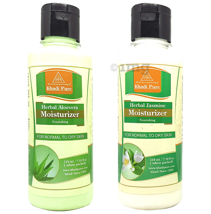 Khadi Pure Combo Pack of Herbal Aloevera Moisturizer & Herbal Jasmine Moisturizer (210ml Each)